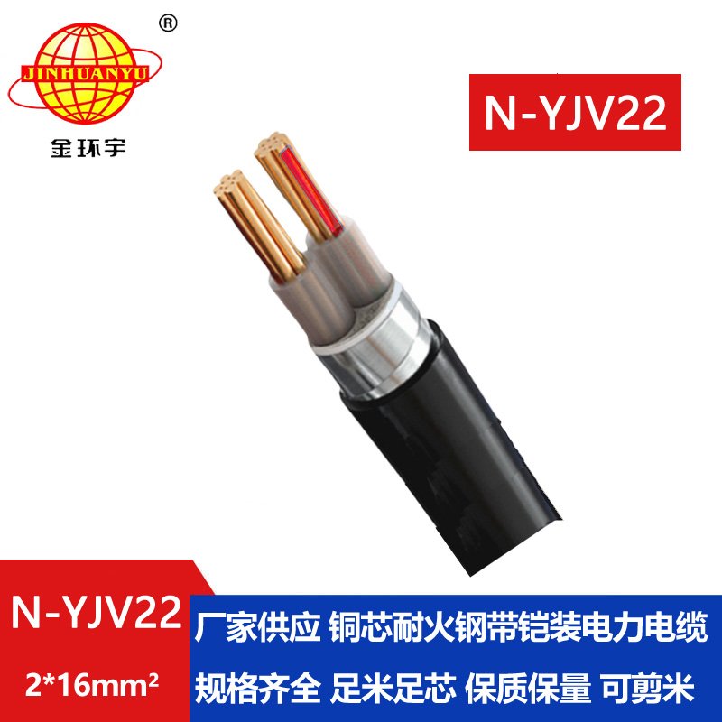 金環(huán)宇電線(xiàn)電纜 耐火鎧裝電力電纜N-YJV22-2X16 深圳